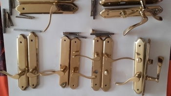 lot 6 jeux poignees portes laiton brillantes Saint-Marcel Eure
