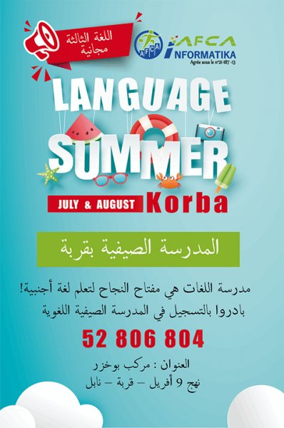Cours d'été Langues Nabeul Tunisie