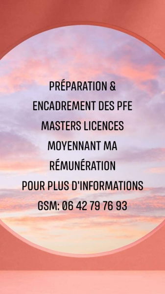 Soutien coaching scolaire durant tte l'année préparation exams PFE etc