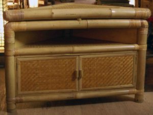 meuble d&#039;angle bambou rotin H 70 cm Sedan Ardennes