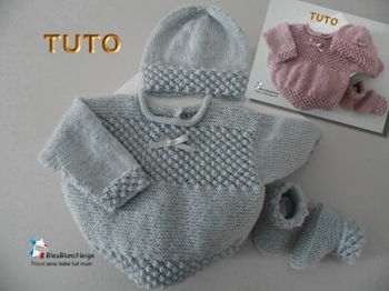 Fiche tricot BB ensemble brassière bonnet chaussons explications tuto