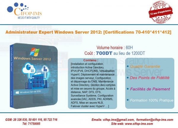 Promo ! Réduction formation Windows Server Tunis Tunisie