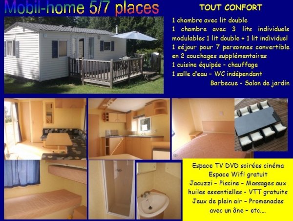 Location mobil-home 4 7 pers près Chambord Ferté-Beauharnais