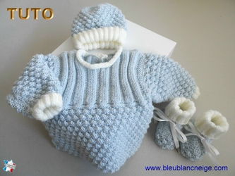 Fiche tricot Brassière azur lait bonnet chaussons tuto bébé Haute Loire