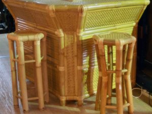 meuble bar d&#039;angle bambou H 110 cm Sedan Ardennes