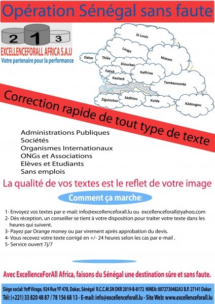 Traduction correction rédaction tout type texte Dakar Sénégal