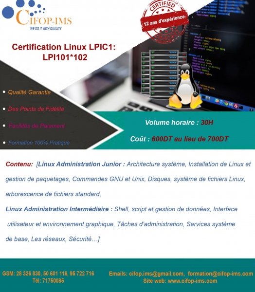 Certification Linux LPIC1 Tunis Tunisie