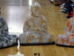 Lampe Bouddha mosaïques verre H 40 cm Sedan Ardennes