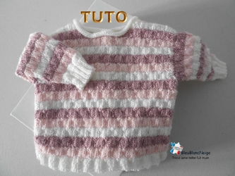 Fiche tricot ensemble bébé ROSE blanc explications photos tuto Brioude