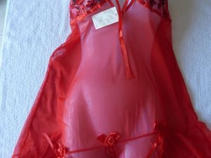 Nuisette string rouge voile taille 38 neuf noeud Nolléval