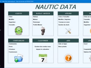 Interface du logiciel NauticData le logiciel de gestion d'atelier nautique