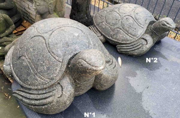 Grande statue tortue pierre lave naturelle H 20 ou 24 cm Sedan Ardennes