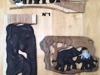 éléphant sculpté dans 1 planche teck H 24 50 cm Sedan Ardennes