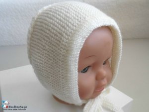 Tricot bébé bonnet ou Béguin bb lait modèle layette tricoté main Brioude