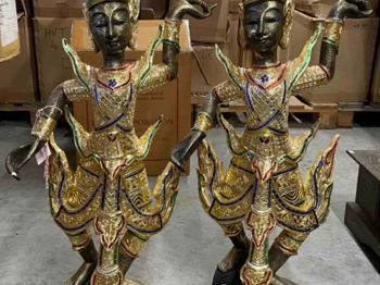 Couple danseuse Thailandaise dorée H 90 cm Sedan Ardennes